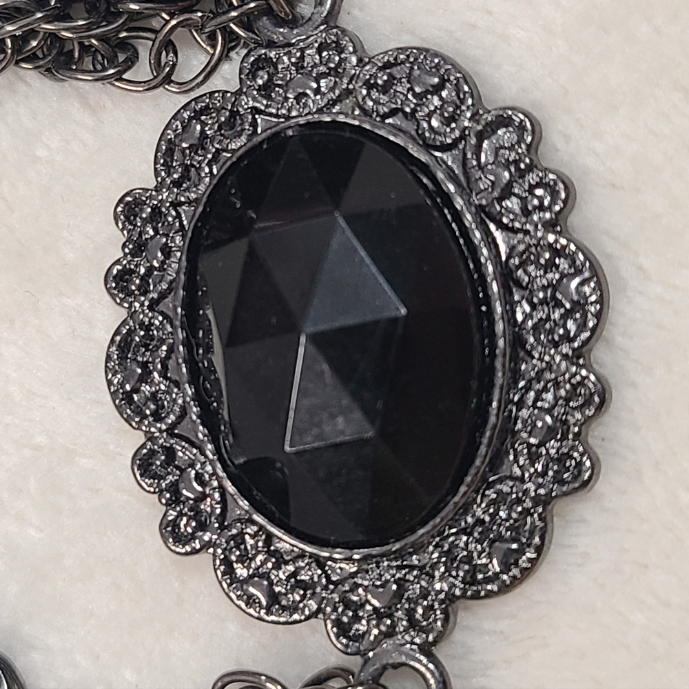 Multi Layer Black Beaded Chain Toggle Clasp Brace… - image 6